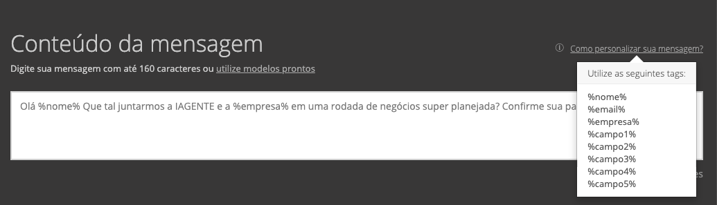 como enviar sms personalizado com IAGENTEsms