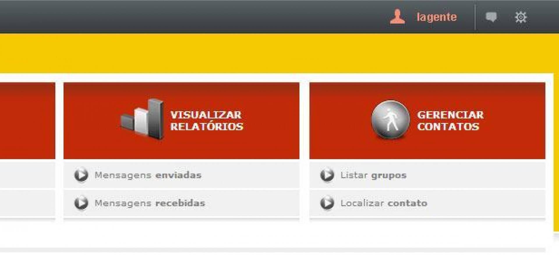 Nova barra superior no IAGENTEsms, tipo Facebook